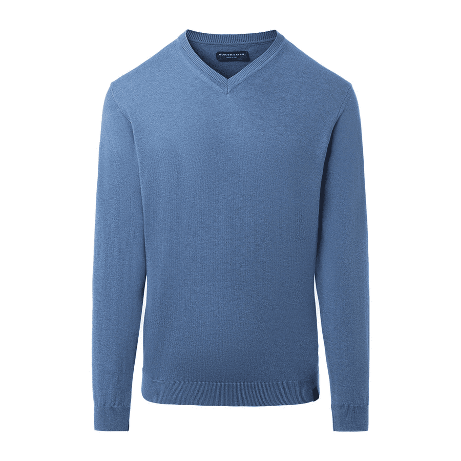 Sweater V Neck Blue Melange