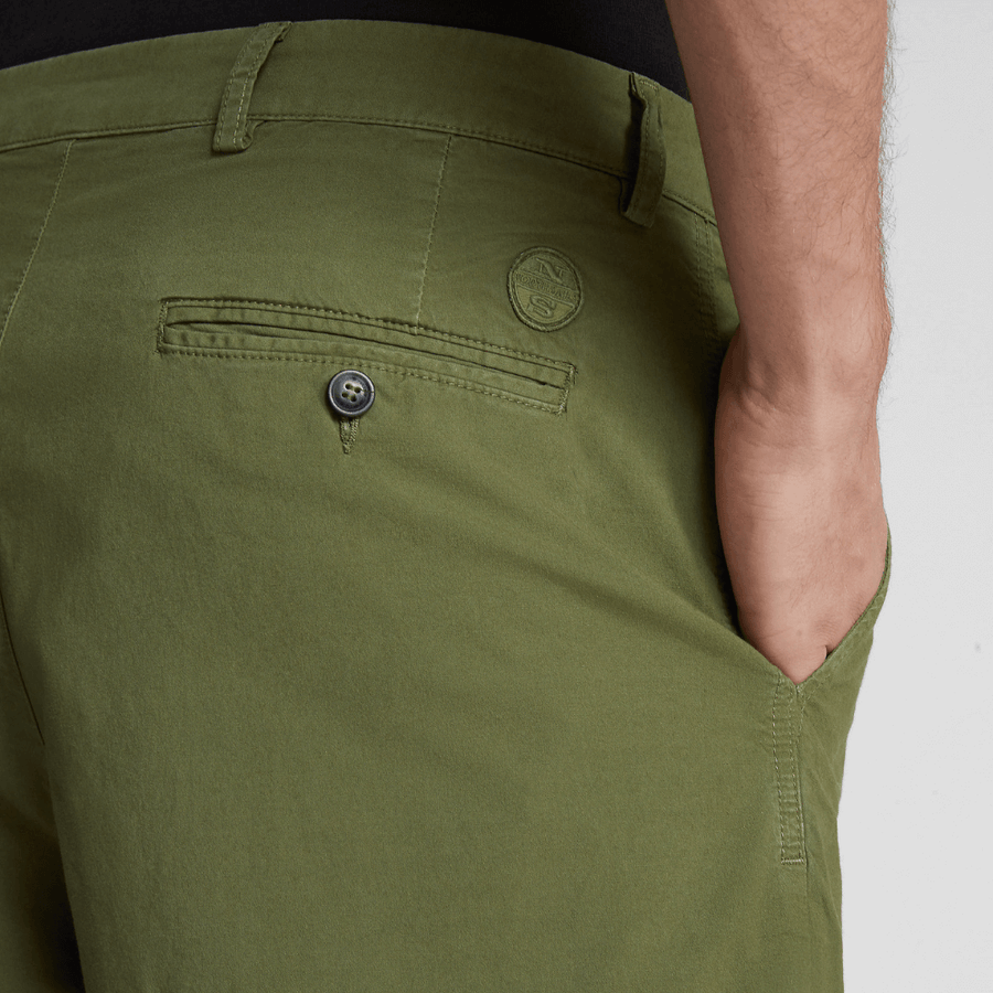 Short Relaxed Fit Chino Olive Green