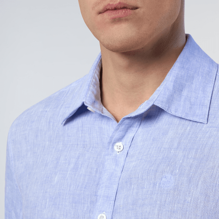 Camisa Lino L/S Light Blue