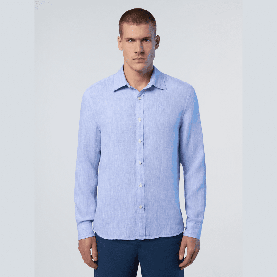 Camisa Lino L/S Light Blue