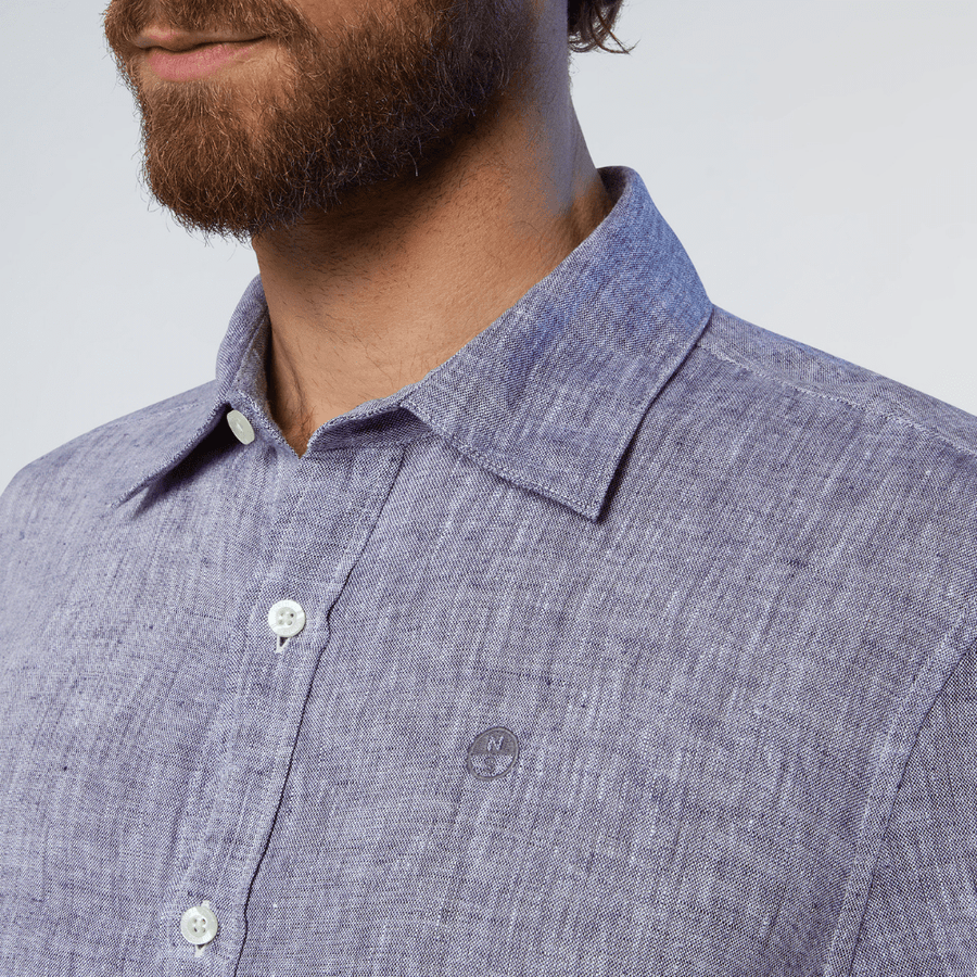 Camisa Lino L/S Navy Blue