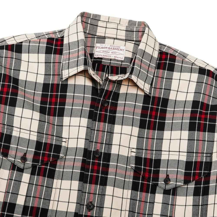 Camisa Lt. Weight Alaskan Guide Off White Black Red