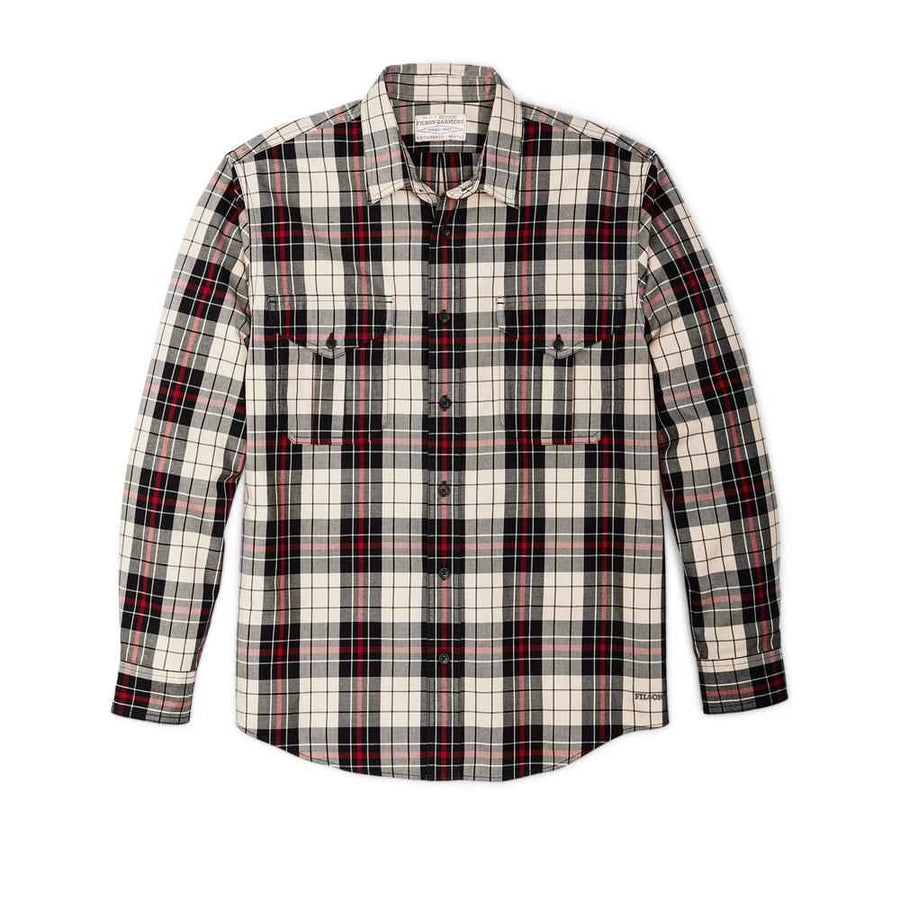 Camisa Lt. Weight Alaskan Guide Off White Black Red