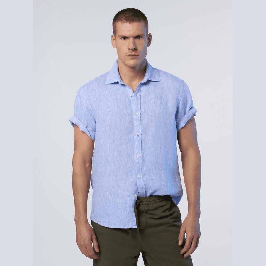 Camisa Lino S/S Light Blue