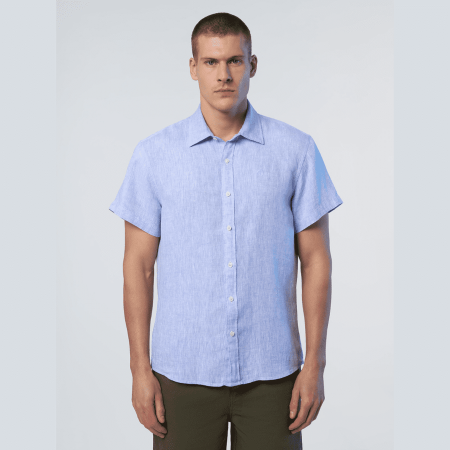 Camisa Lino S/S Light Blue