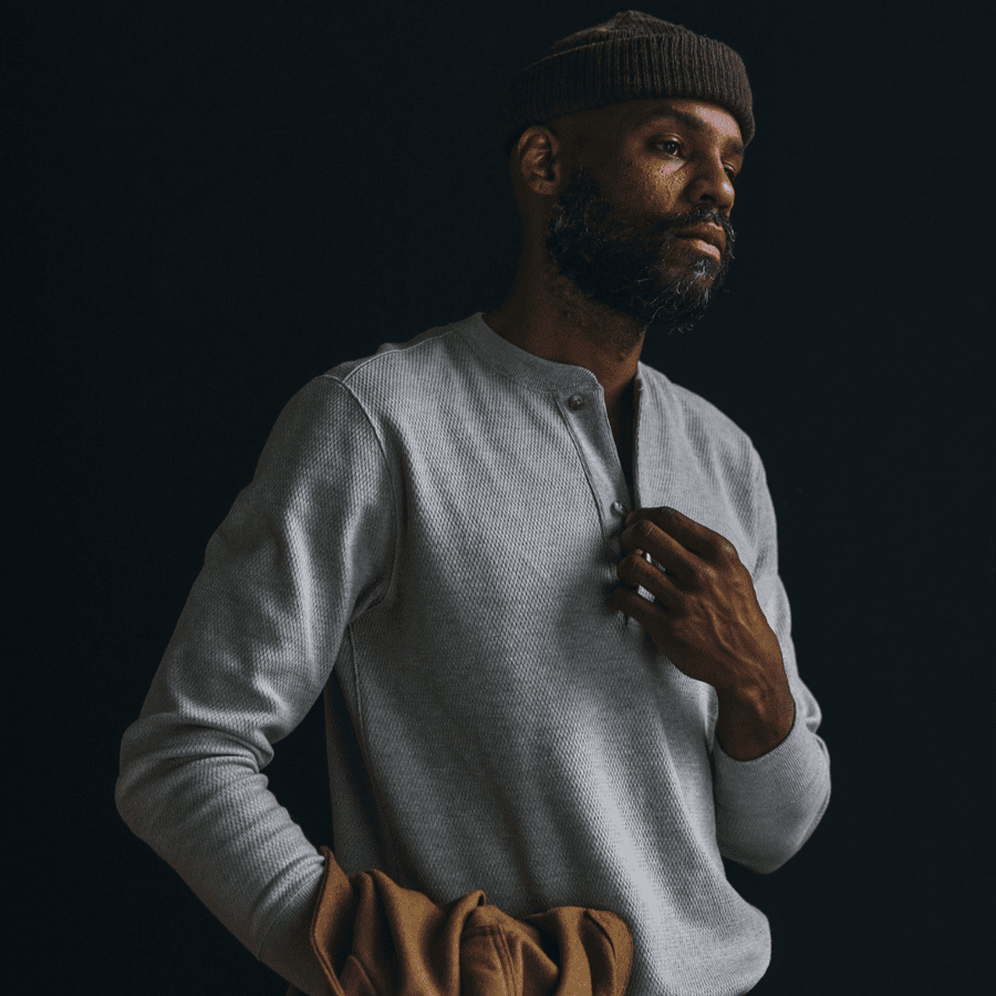 Polerón Waffle Knit Henley Heather Gray