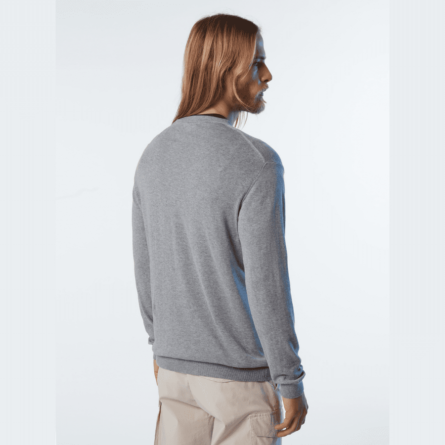 Sweater V Neck Grey Melange