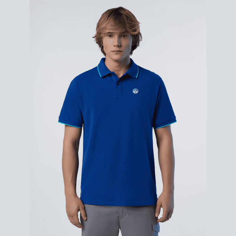 Polo Piqué S/S Contraste Ocean Blue