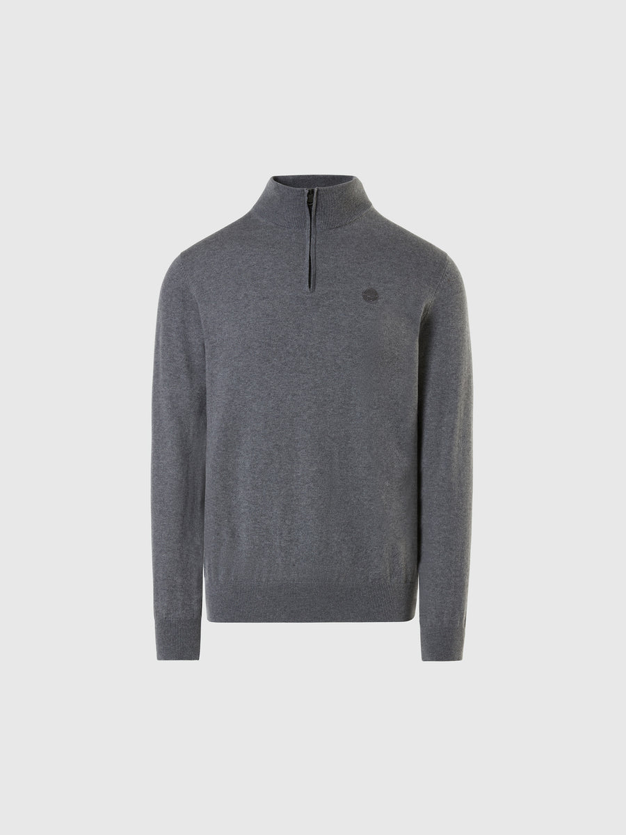 Sweater Half Zip 12GG Medium Grey