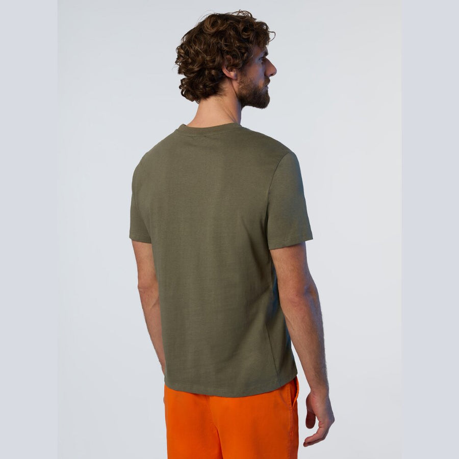 Polera S/S  Line Print Dusty Olive