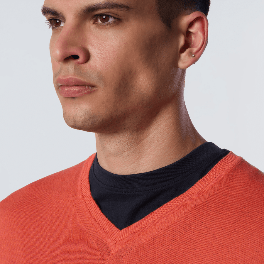 Sweater V Neck Spiced Coral
