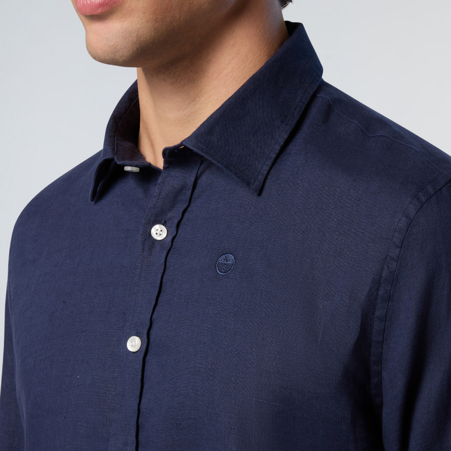 Camisa Spread Collar Regular Navy Blue