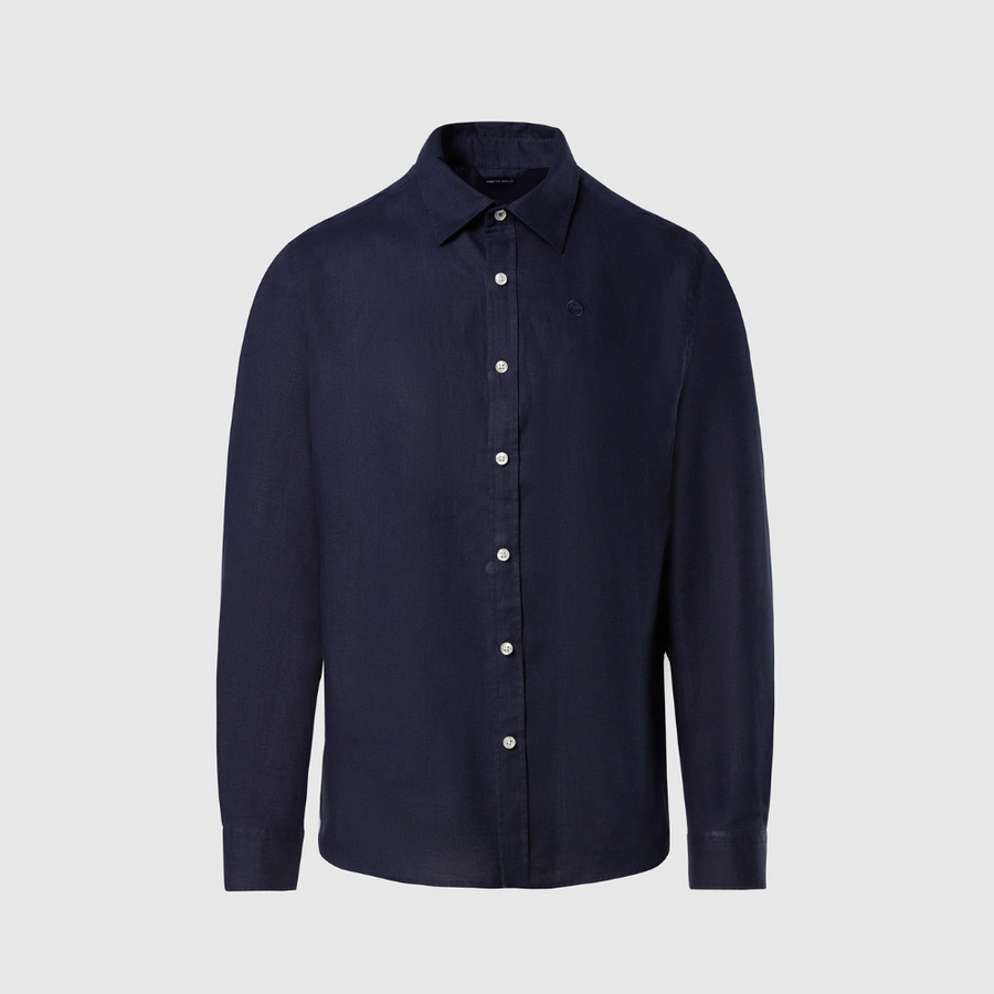 Camisa Spread Collar Regular Navy Blue