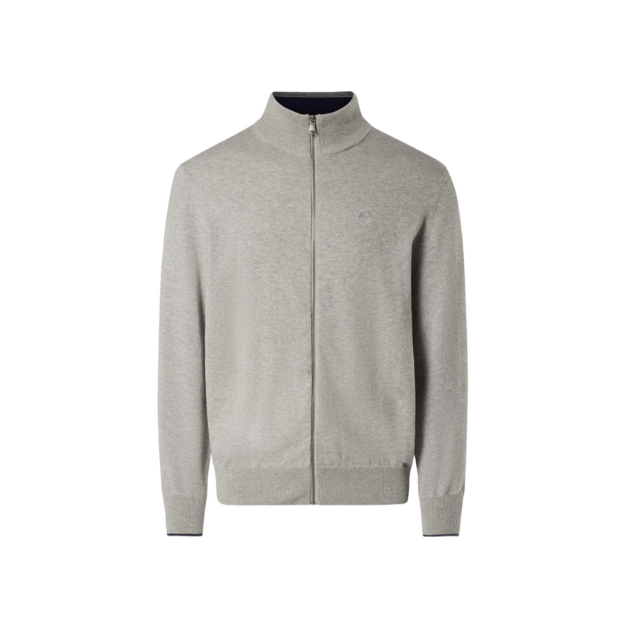 Sweater Full Zip Knitwear Grey Melange