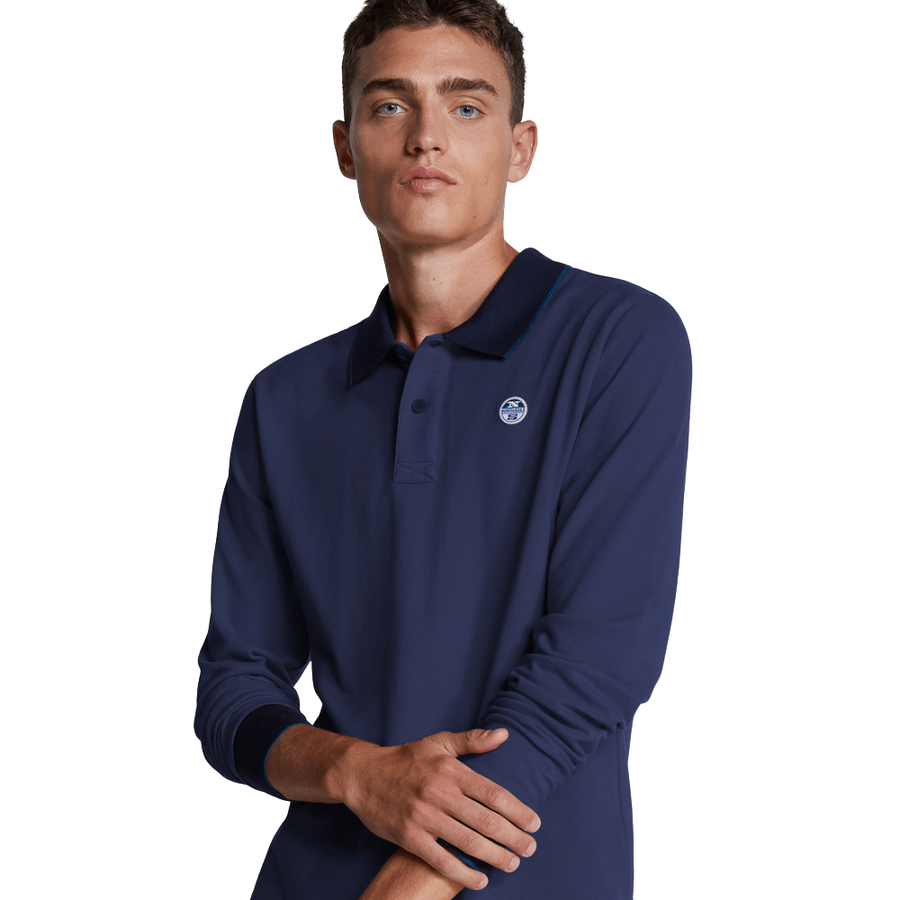 Polera Manga Larga Piqué Navy Blue