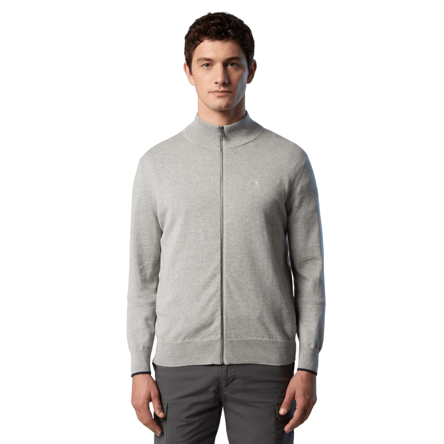 Sweater Full Zip Knitwear Grey Melange