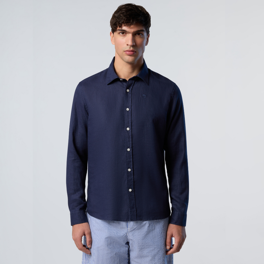 Camisa Spread Collar Regular Navy Blue