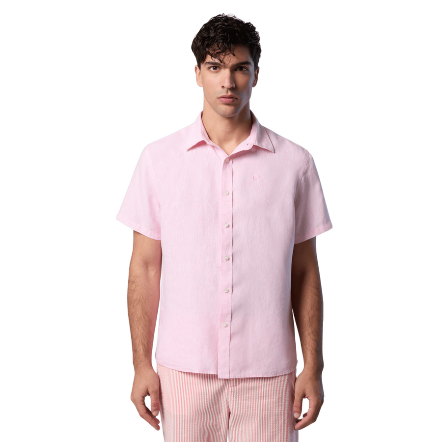 Camisa Spread Collar Flamingo Plume