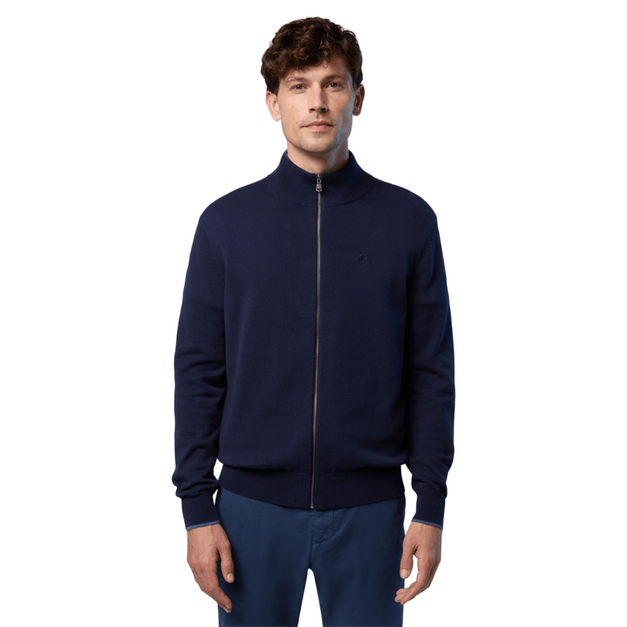 Sweater Full Zip Knitwear Navy Blue