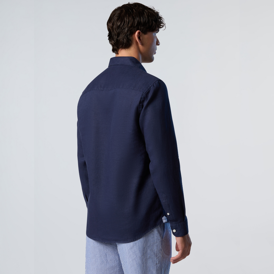 Camisa Spread Collar Regular Navy Blue