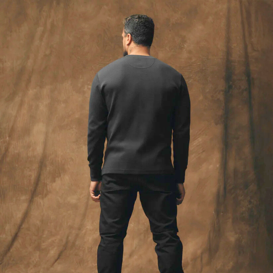 Polerón Waffle Knit Henley Faded Black