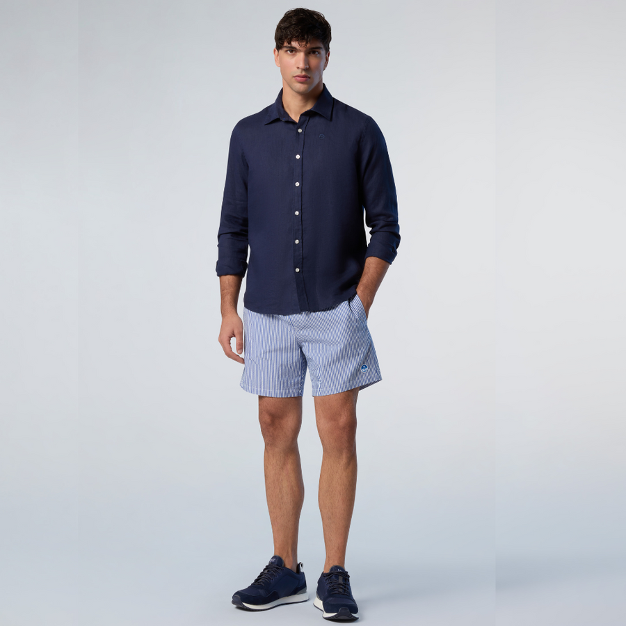 Camisa Spread Collar Regular Navy Blue