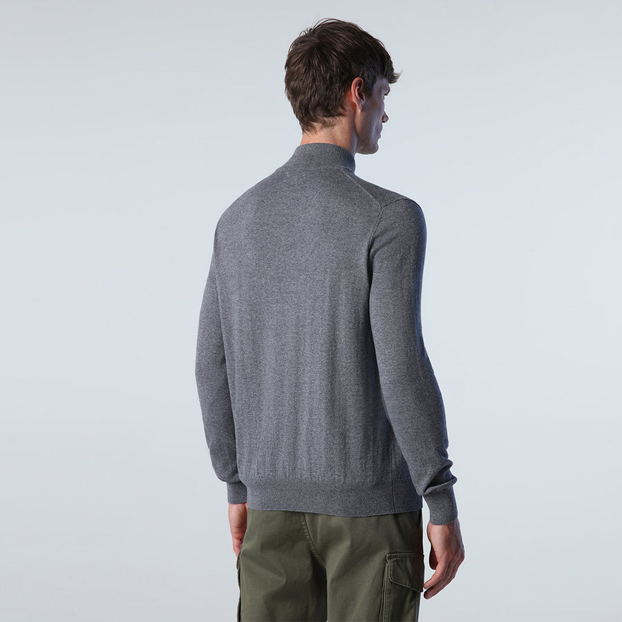 Sweater Half Zip Jumper Grey Melange