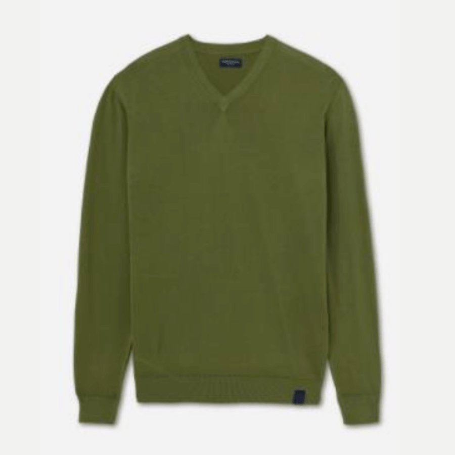 Sweater V Neck Olive Green